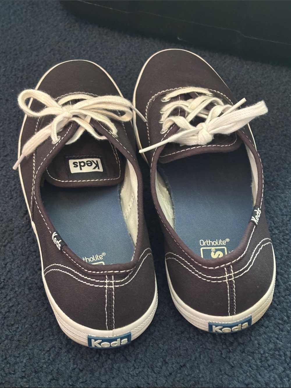 VGUC navy blue Keds * woman’s sz 8.5 * Canvas Lace-Up Sneakers - Picture 2 of 8
